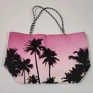 Avon Pink and Black Palm Tree Tote